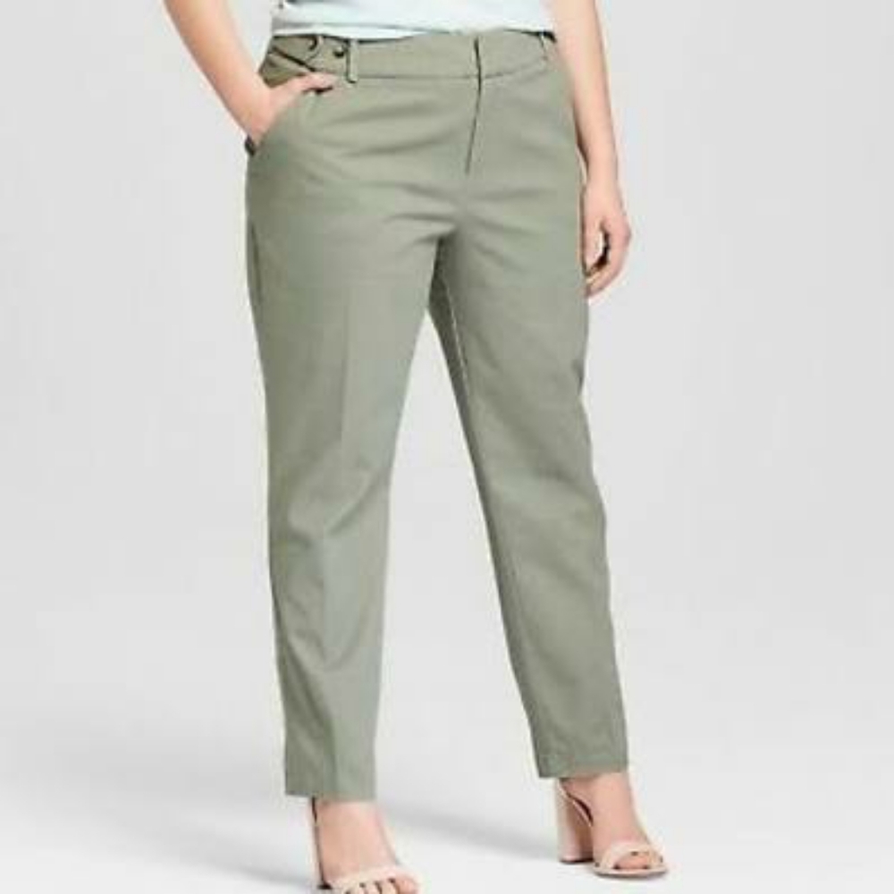 AVA & VIV Sage Green Straight & Slim Pants